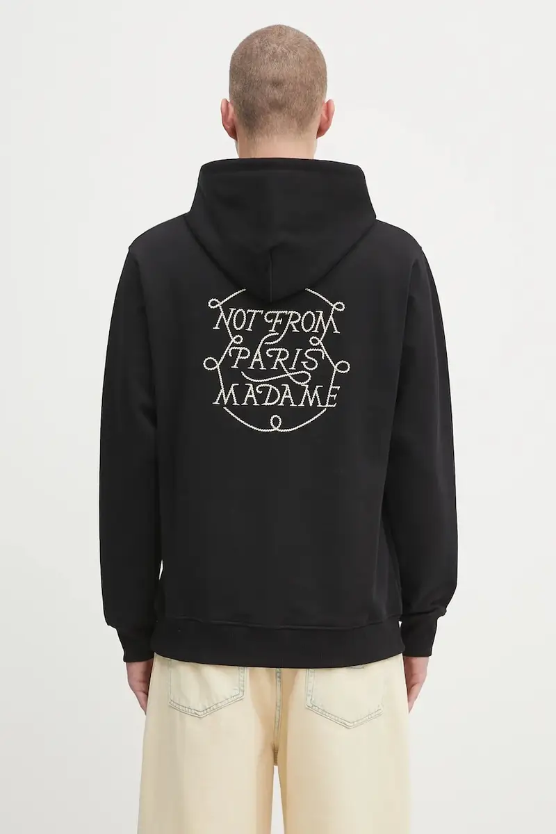 felpa in cotone Le Hoodie Slogan Tresses uomo colore nero con cappuccio con applicazione H.HO183.CO127