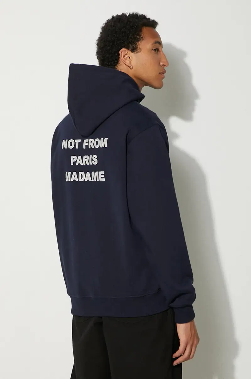 felpa in cotone Le Hoodie Slogan uomo colore blu navy con cappuccio PERM-HO162-CO127-NY
