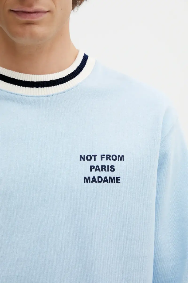 Drole De Monsieur Maglia in cotone Slogan Sport blu miniatura 4