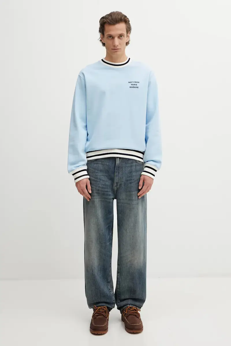 Drole De Monsieur Maglia in cotone Slogan Sport blu miniatura 5