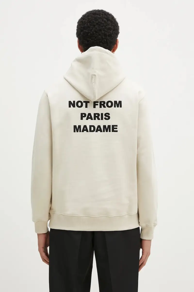 felpa in cotone uomo colore beige con cappuccio PERM.HO162.CO127 Le Hoodie Slogan