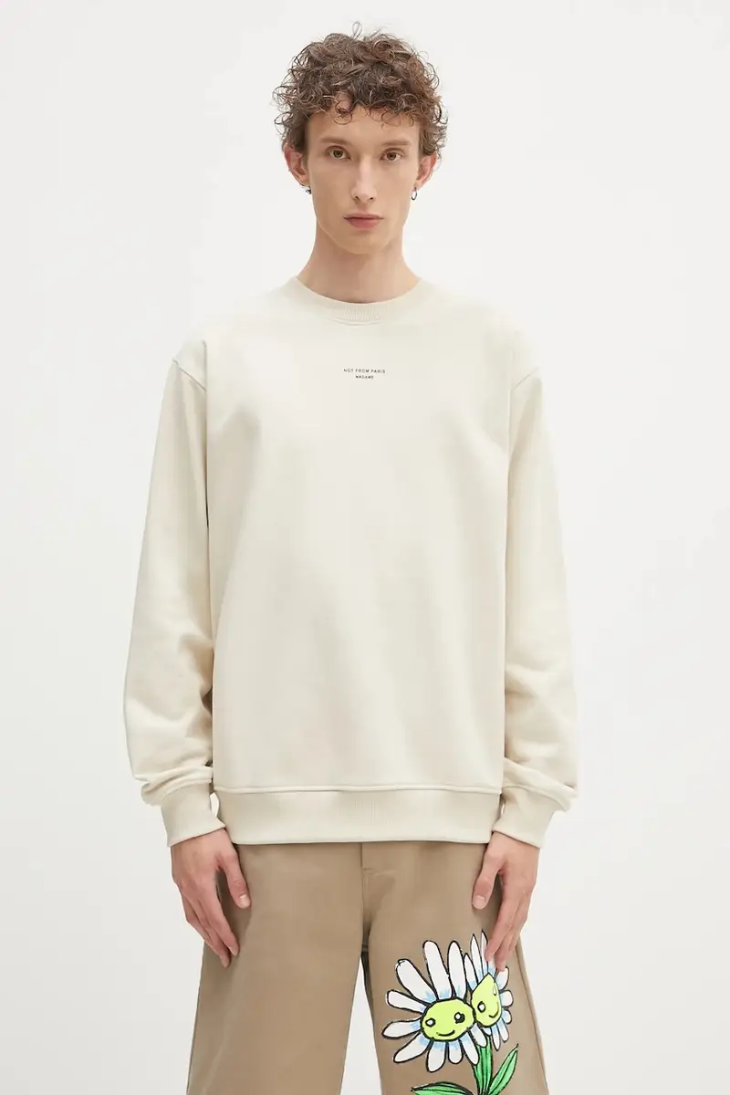 felpa in cotone uomo colore beige PERM.SW148.CO127 Le Sweatshirt Slogan Cl
