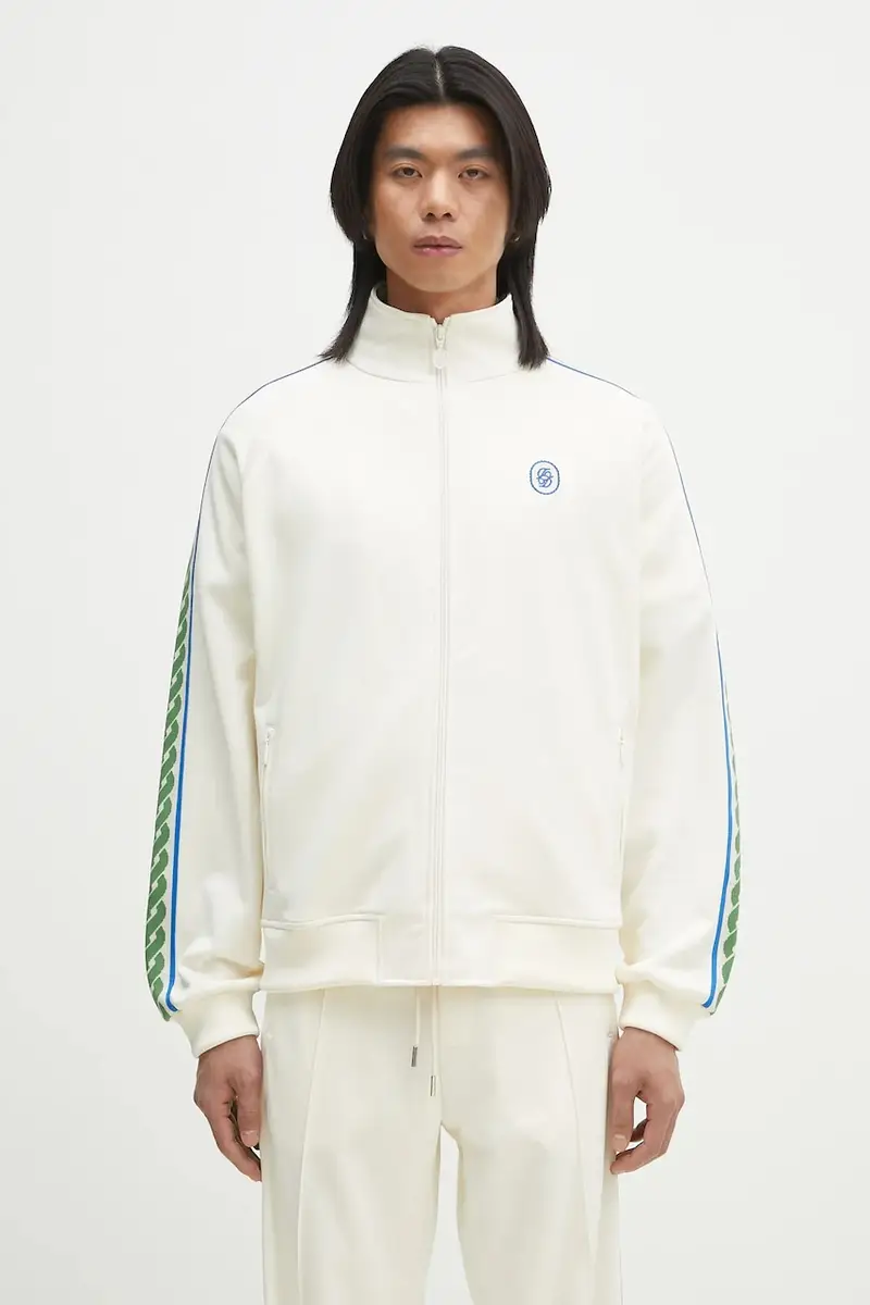 felpa La Track jacket Tresse uomo colore beige con applicazione G-SJ007-PL135-OW