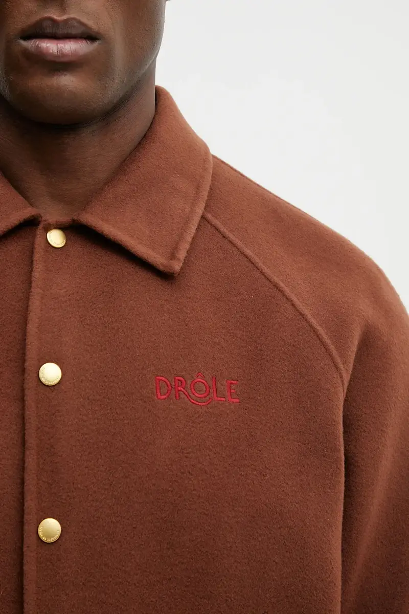 Drole De Monsieur Giacca bomber marrone in lana miniatura 4