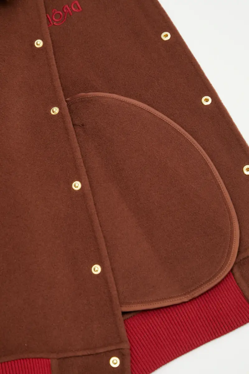 Drole De Monsieur Giacca bomber marrone in lana miniatura 5