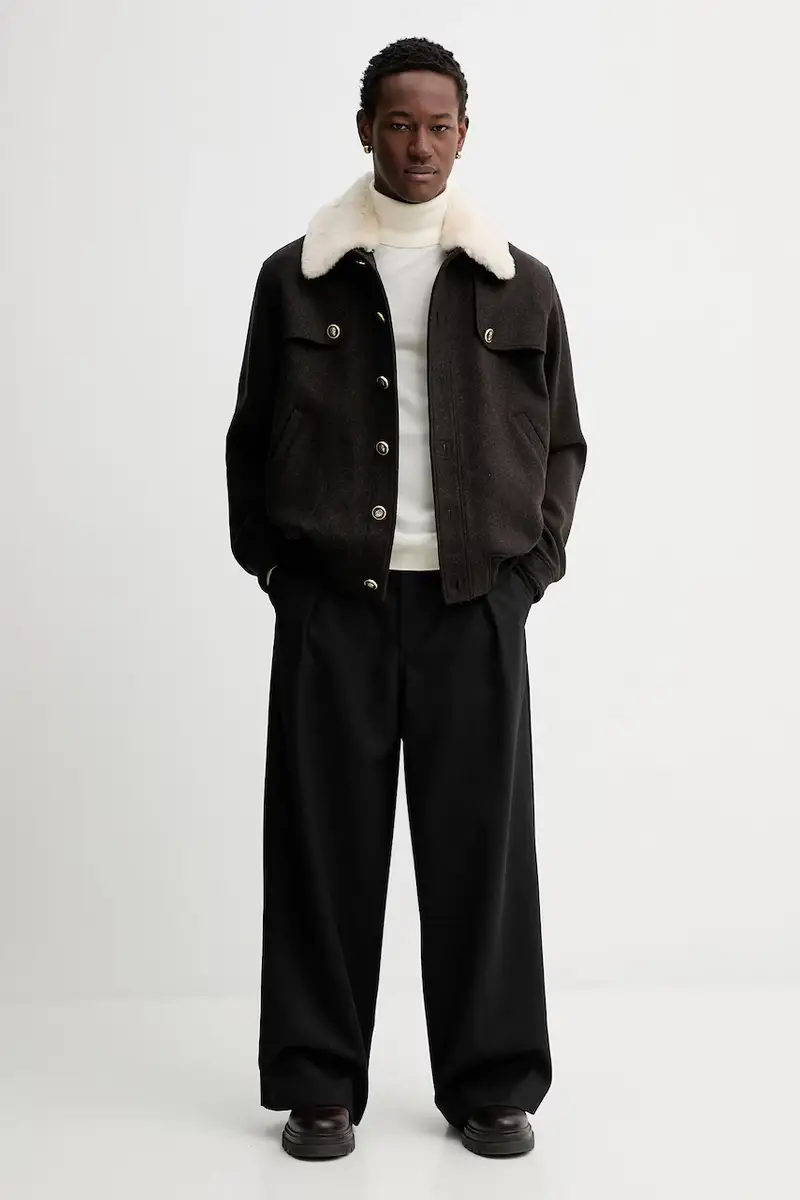 giacca con lana Le Blouson Laine Marrone miniatura 2