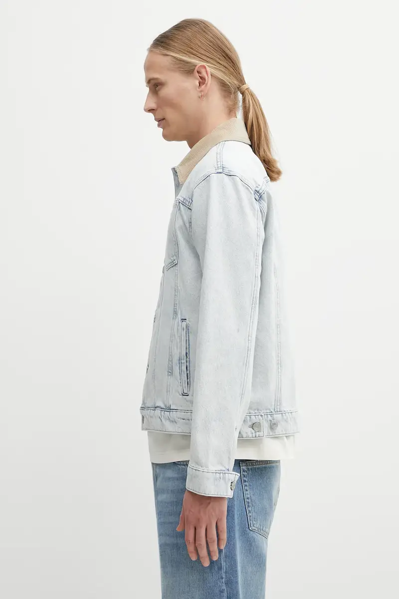 giacca di jeans in cotone La Veste Jean Délavée colore blu PERM.JT256.CO123.LBE miniatura 2