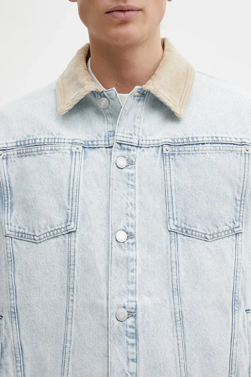 giacca di jeans in cotone La Veste Jean Délavée colore blu PERM.JT256.CO123.LBE miniatura 4