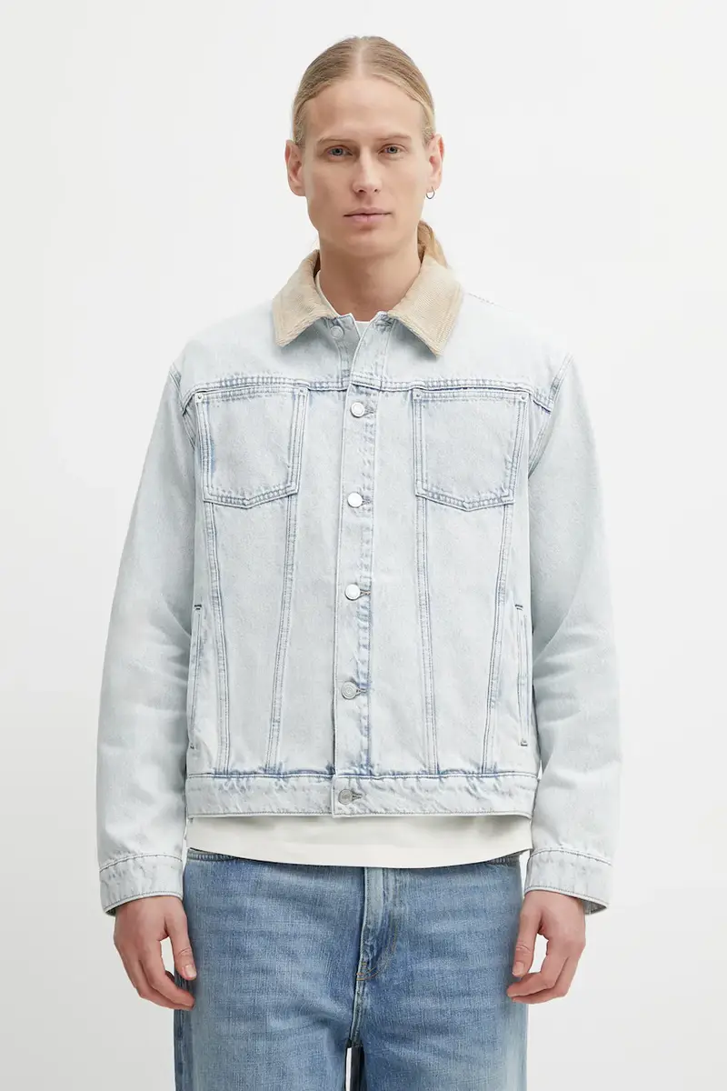 giacca di jeans in cotone La Veste Jean Délavée colore blu PERM.JT256.CO123.LBE