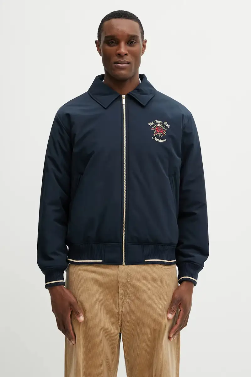 Drole De Monsieur Giacca Slogan Rose Blu navy miniatura 3