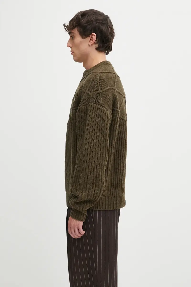 maglione in lana La Maille Monogramme uomo colore verde I.PO180.WO018 miniatura 2