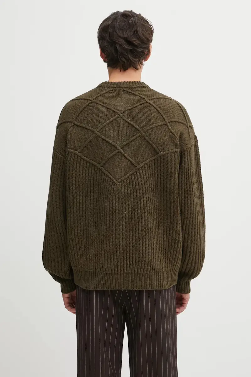 maglione in lana La Maille Monogramme uomo colore verde I.PO180.WO018 miniatura 3