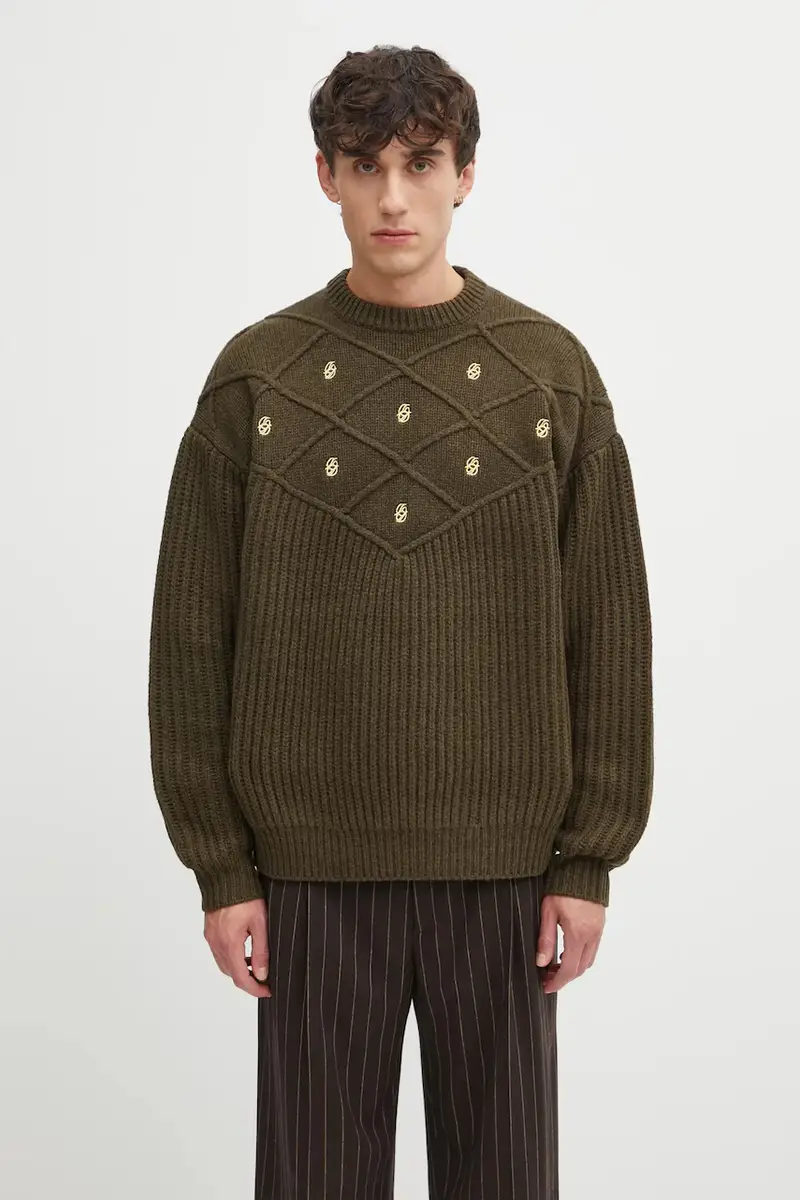 maglione in lana La Maille Monogramme uomo colore verde I.PO180.WO018