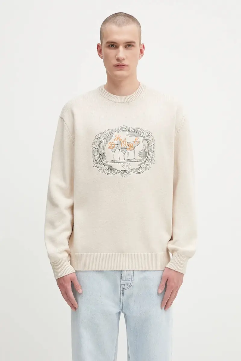 maglione in lana La Maille Plateau uomo colore beige H.PO190.WO023