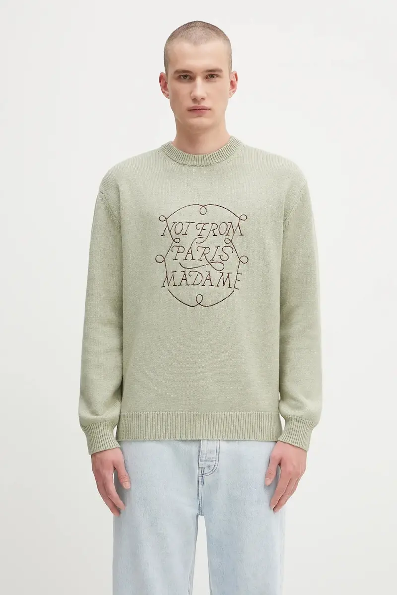 maglione in lana La Maille Slogan Tresses uomo colore verde H.PO191.WO023