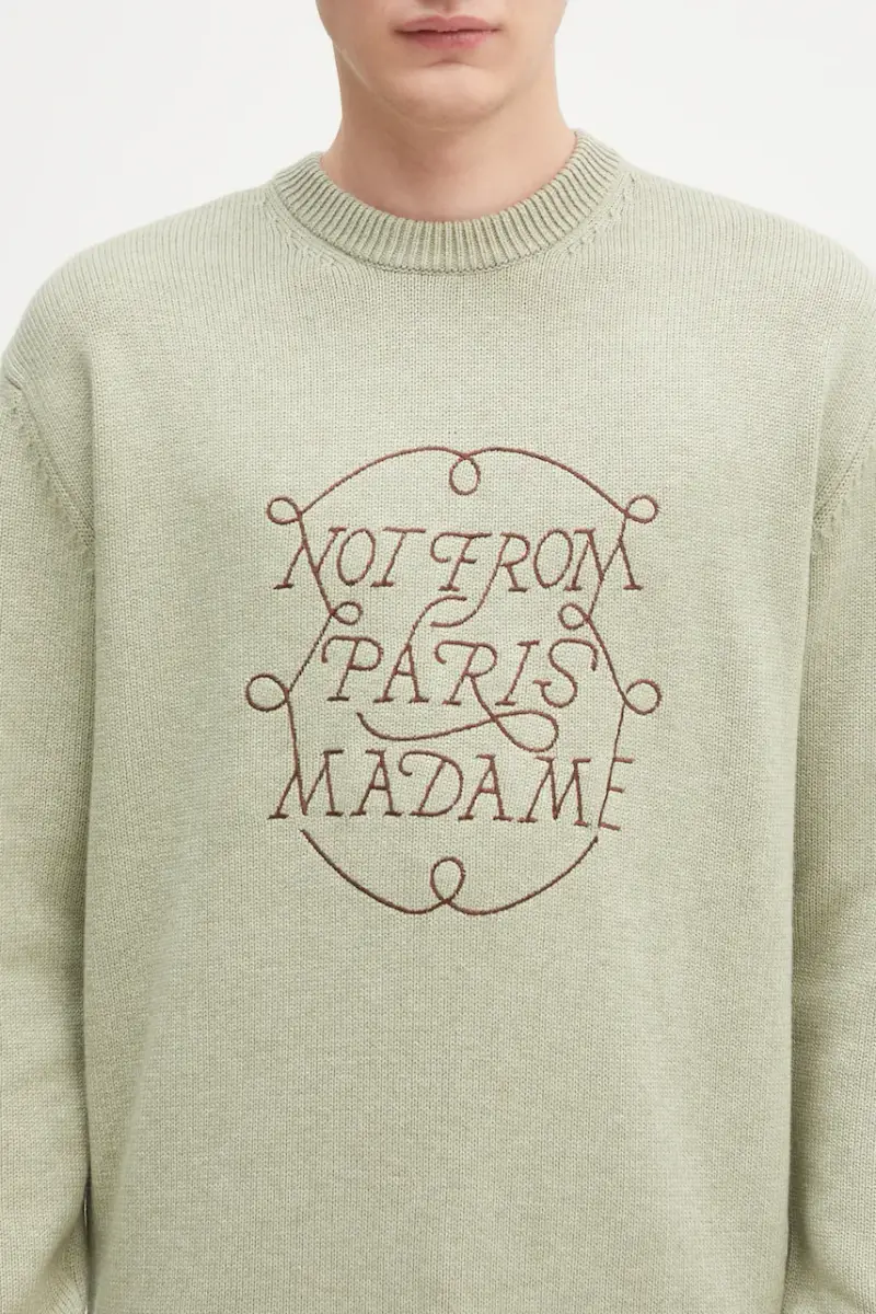 maglione in lana La Maille Slogan Tresses Verde miniatura 4