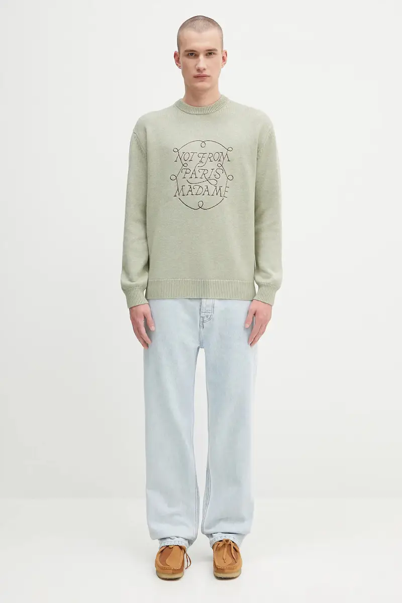 maglione in lana La Maille Slogan Tresses Verde miniatura 5