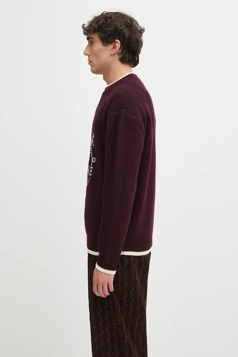 maglione in lana La Maille Slogan uomo colore violetto I.PO184.WO007 miniatura 2