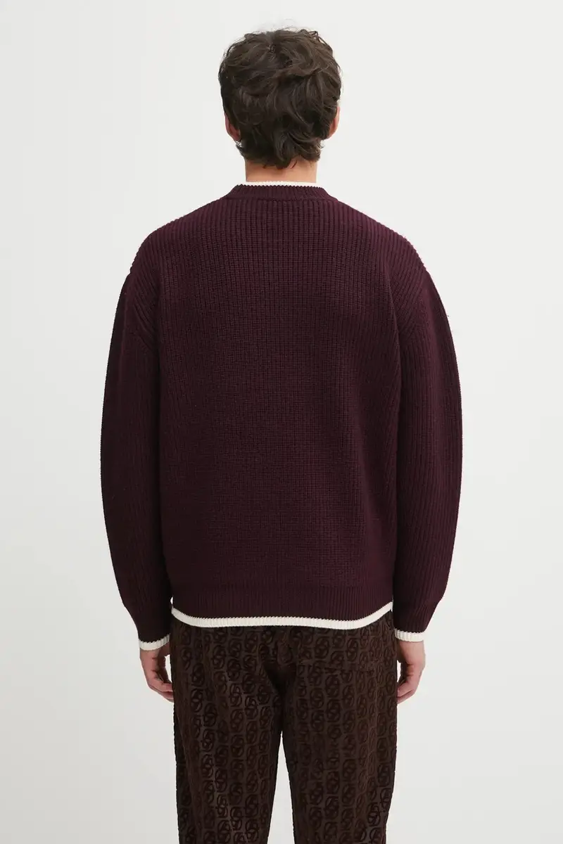 maglione in lana La Maille Slogan uomo colore violetto I.PO184.WO007 miniatura 3