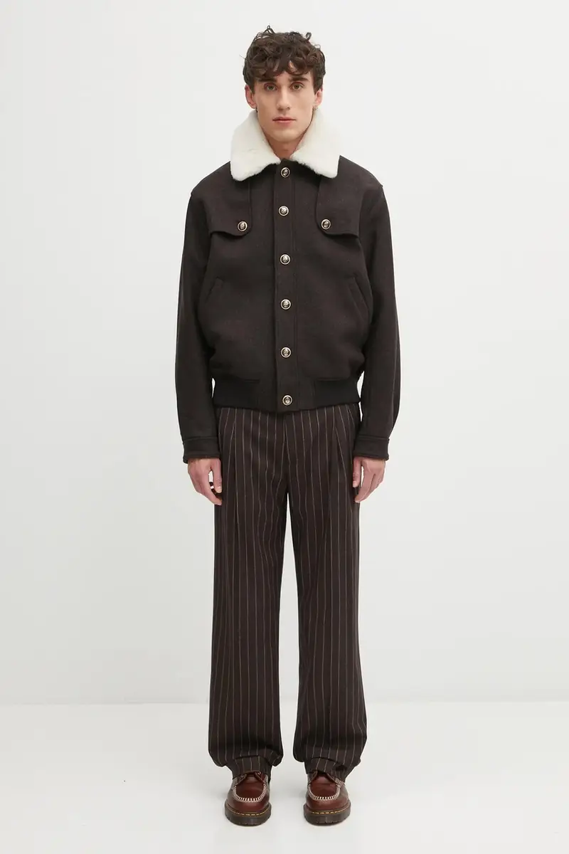 pantaloni con lana Le Pantalon Pinstripes colore marrone I.BP165.WO040 miniatura 5