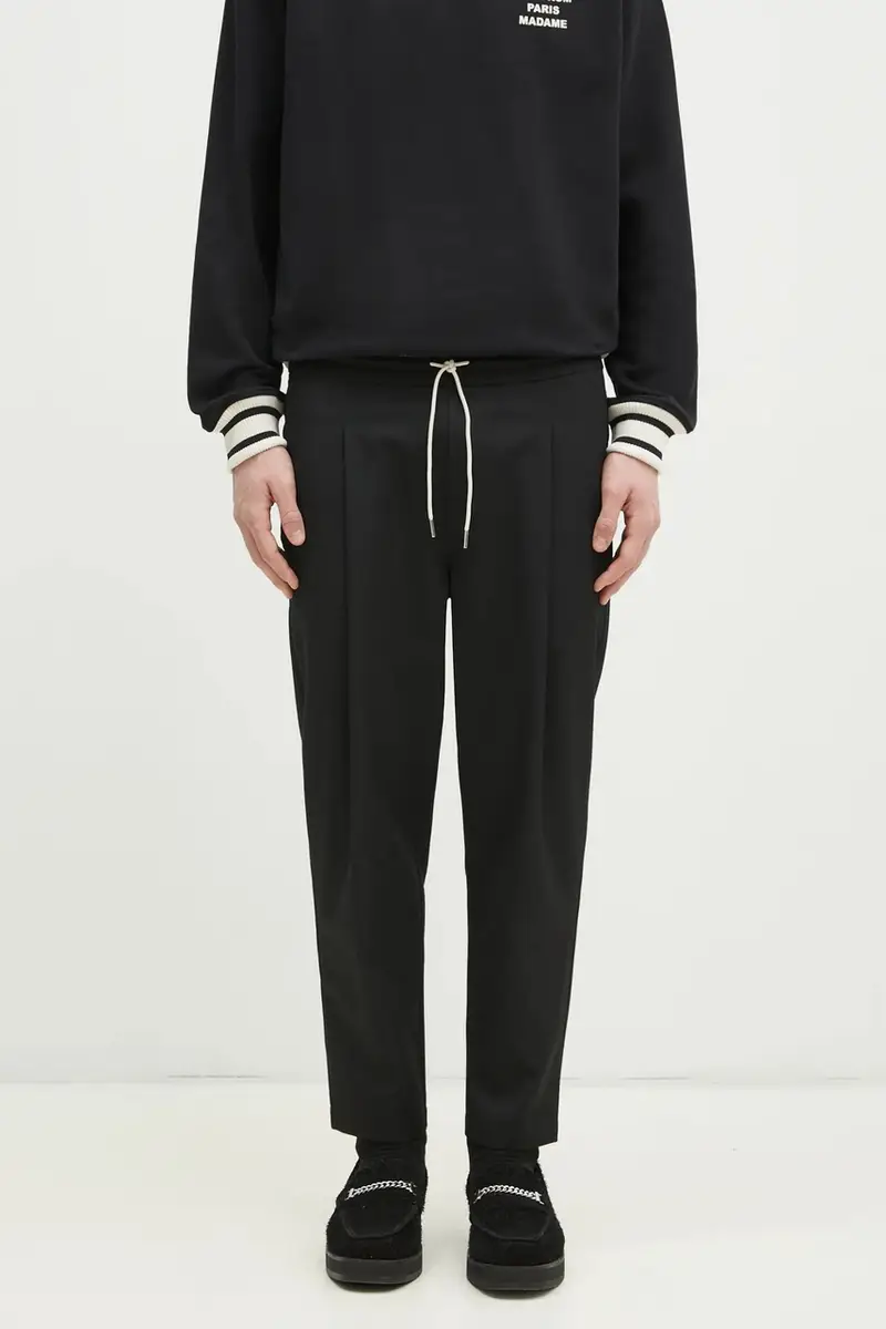 pantaloni in misto lana Le Pantalon Cropped uomo colore nero PERM-BP167-PL127-BL