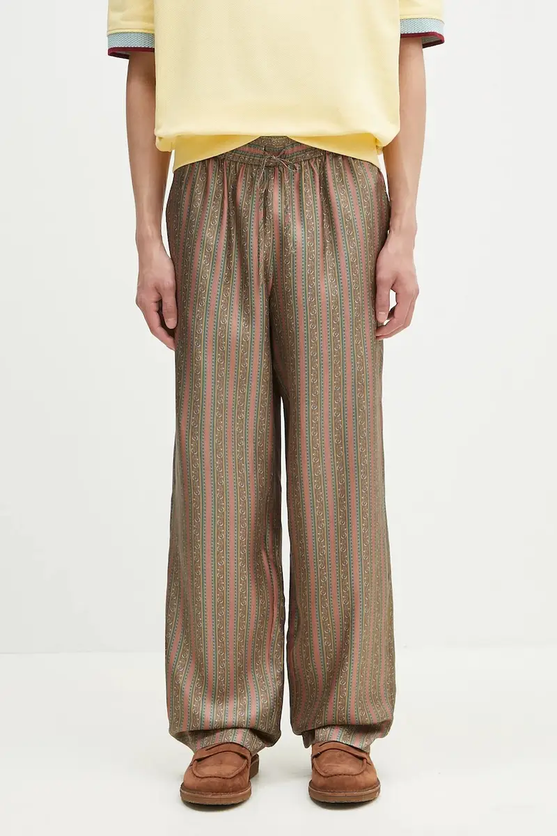 pantaloni in seta Le Pantalon Rayure Fleuries uomo colore marrone G-BP184-SE008-LPI