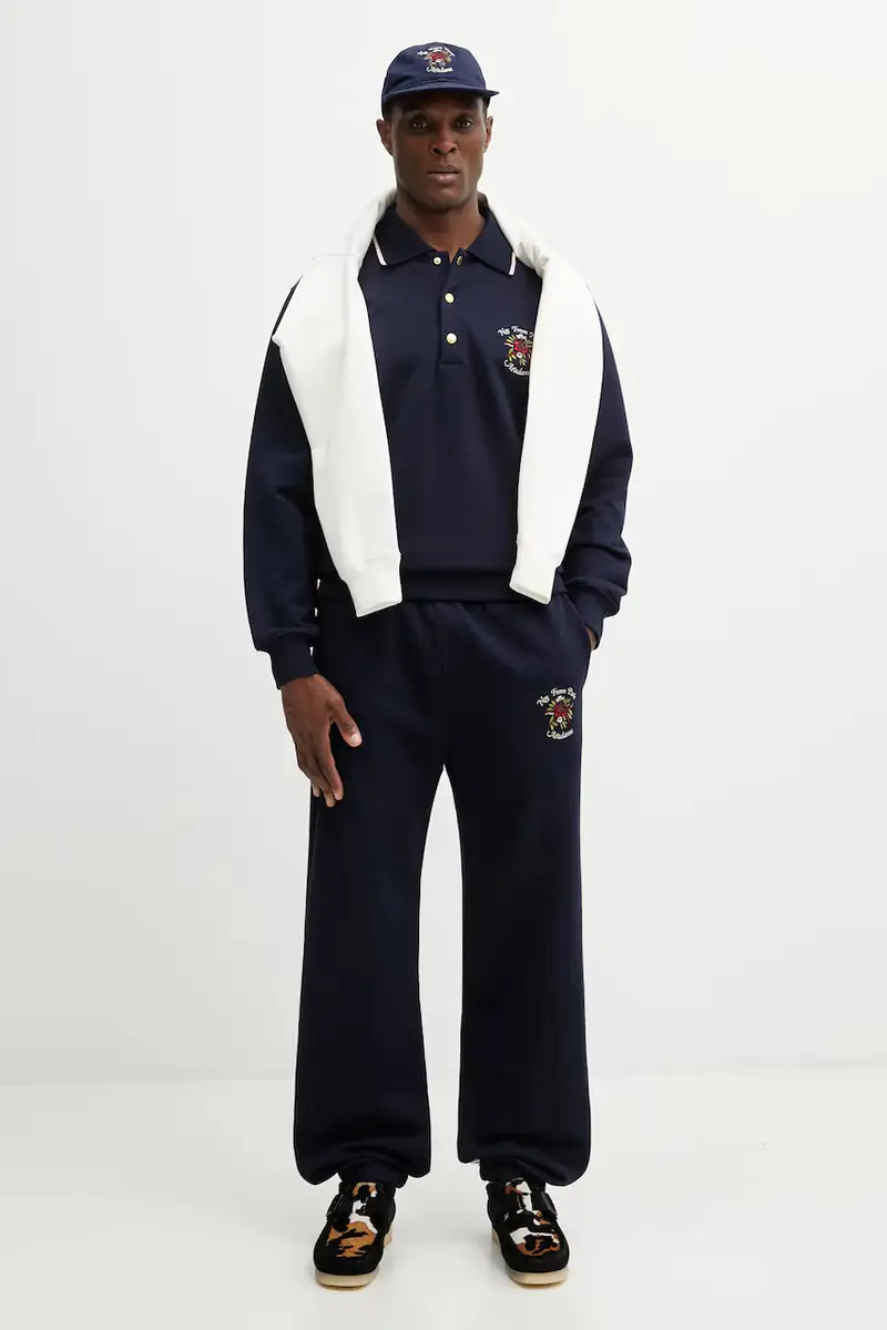 Drole De Monsieur Pantaloni tuta in cotone blu navy miniatura 5