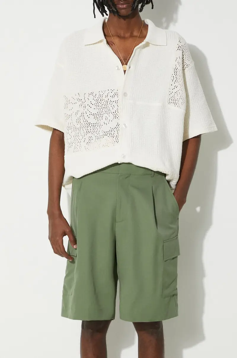 shorts con aggiunta di lana Le Short Cargo Laine colore verde D-BS133-PL127-KK