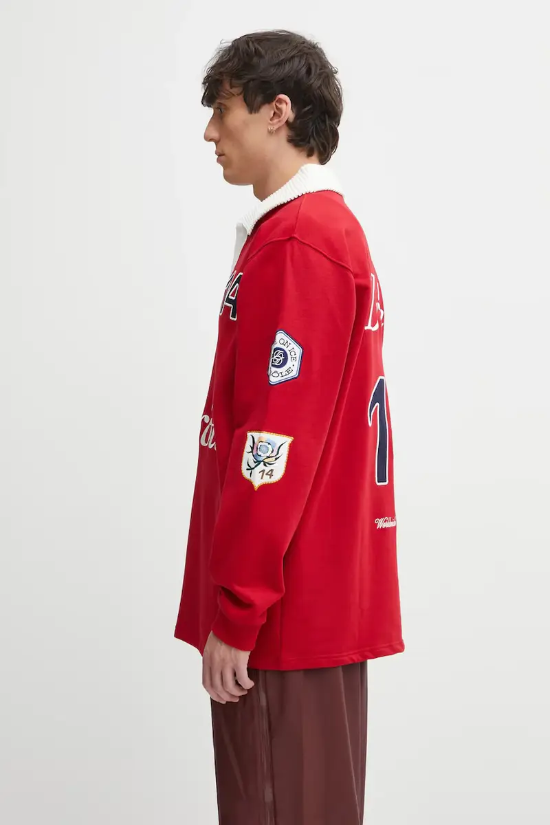 top a maniche lunghe in cotone Le Polo Racing colore rosso con applicazione I.PL158.CO127 miniatura 2