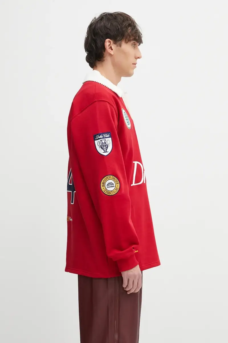 top a maniche lunghe in cotone Le Polo Racing colore rosso con applicazione I.PL158.CO127 miniatura 4