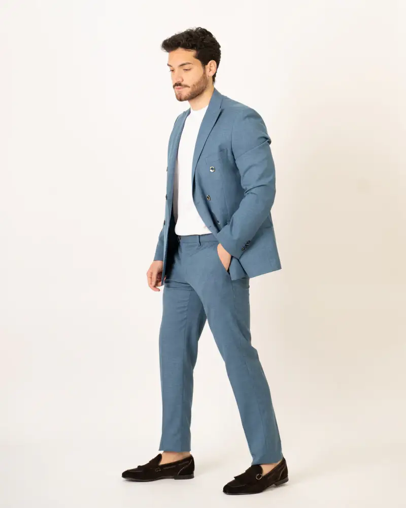 Abito Doppiopetto Azzurro miniatura 3