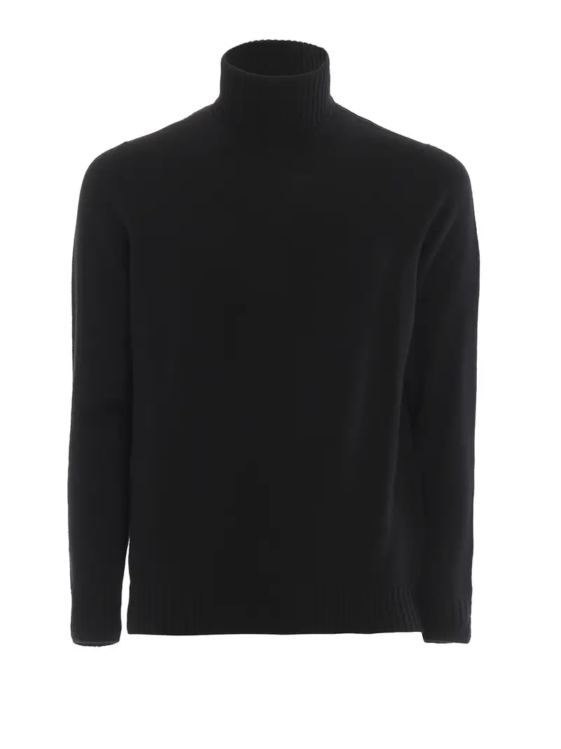 Maglia a collo alto nera in lana merino Nero
