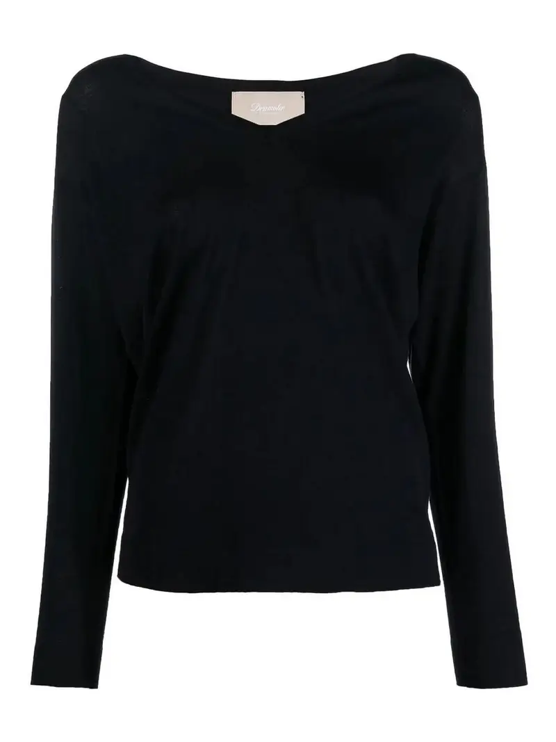 Maglione a V manica lunga Blu scuro