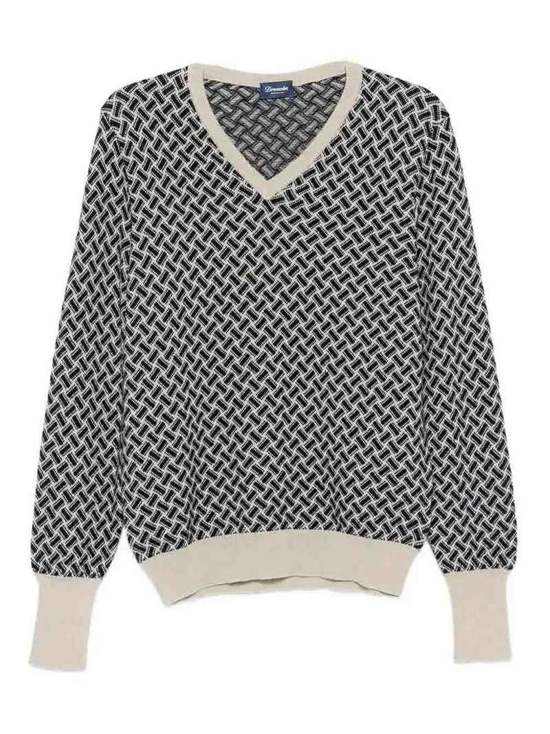 Maglione a V manica lunga Verde