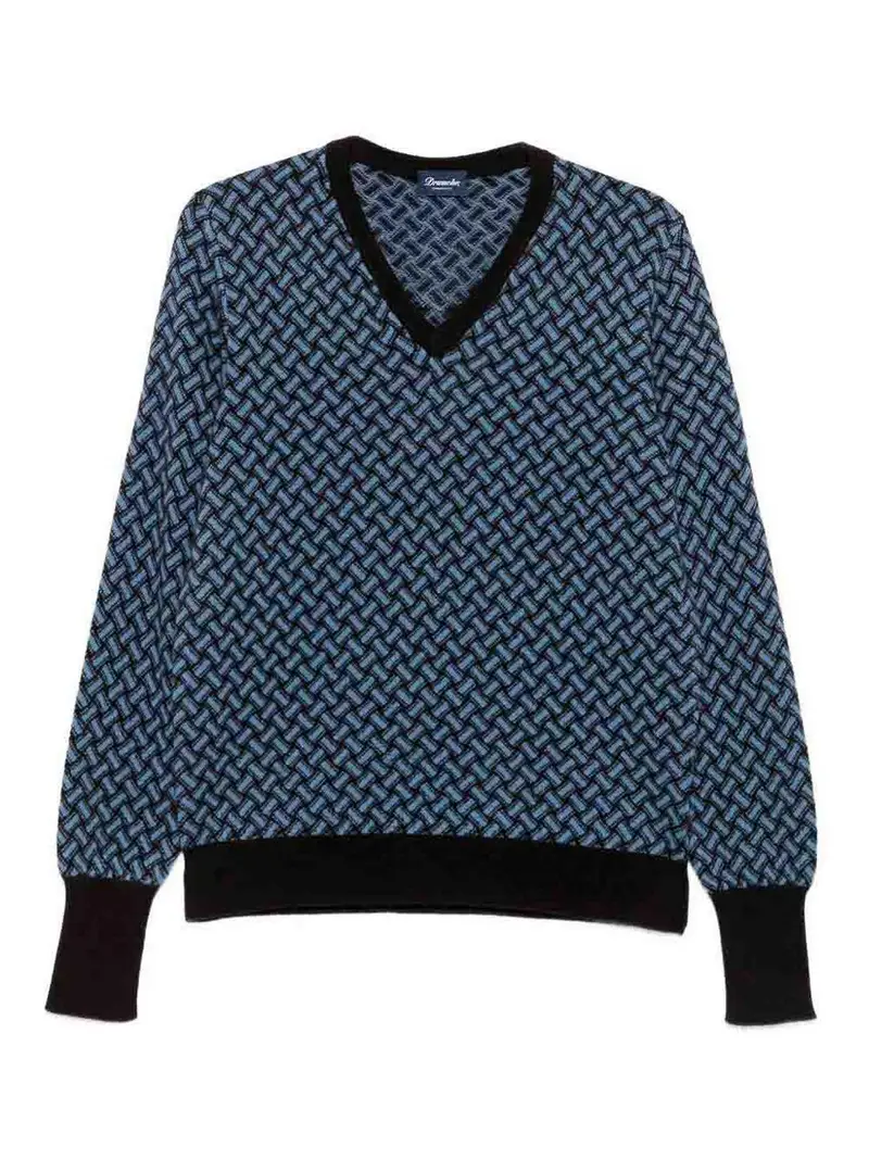 Maglione con scollo a V a maniche lunghe Blu