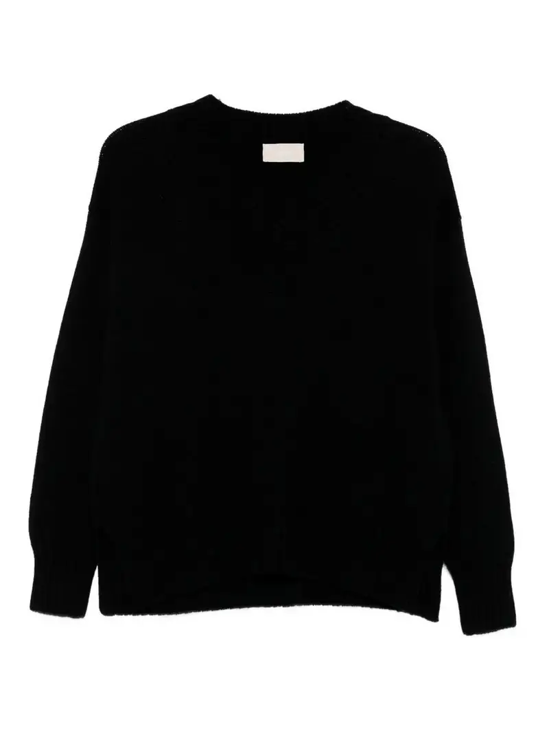 Maglione con scollo a V a maniche lunghe Nero