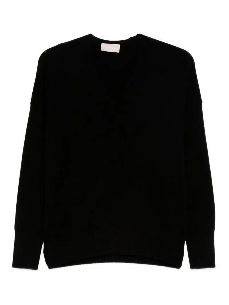 Maglione con scollo a V a maniche lunghe Nero