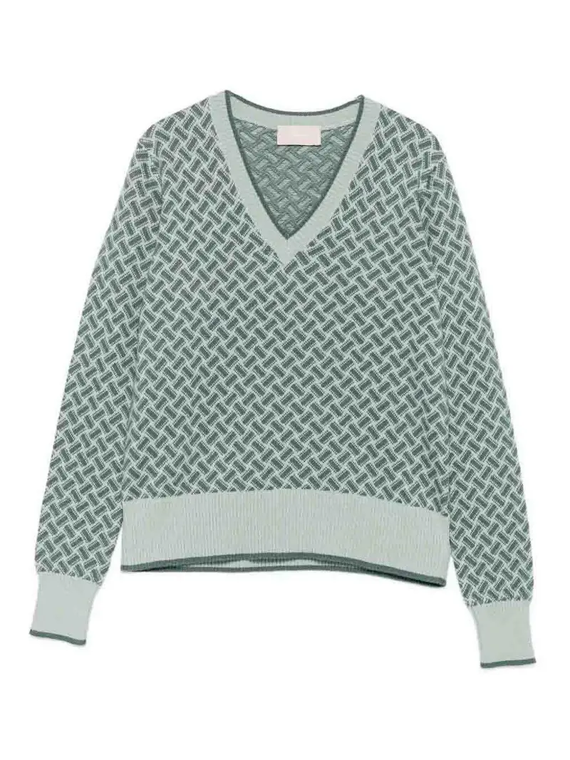 Maglione con scollo a V a maniche lunghe Verde