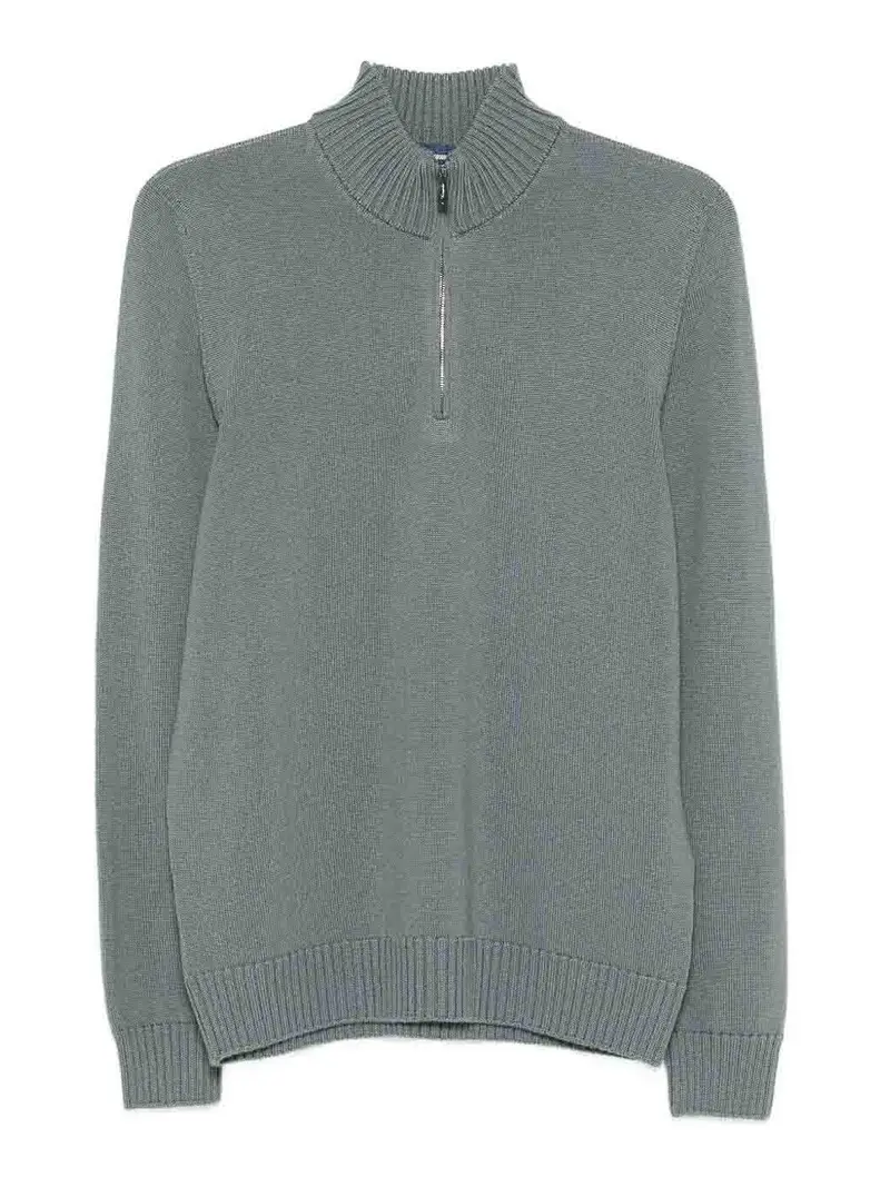 Maglione con zip a scollo a manica lunga Verde