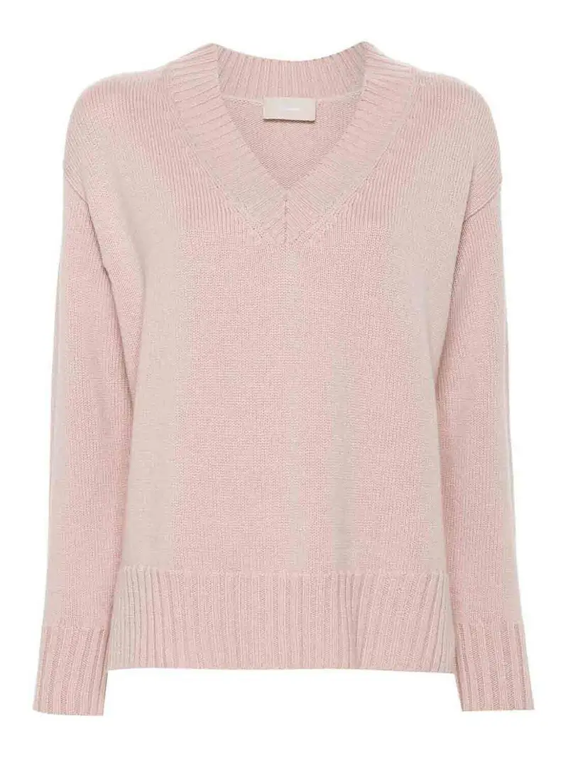 Maglione oversize con scollo a V Rosa