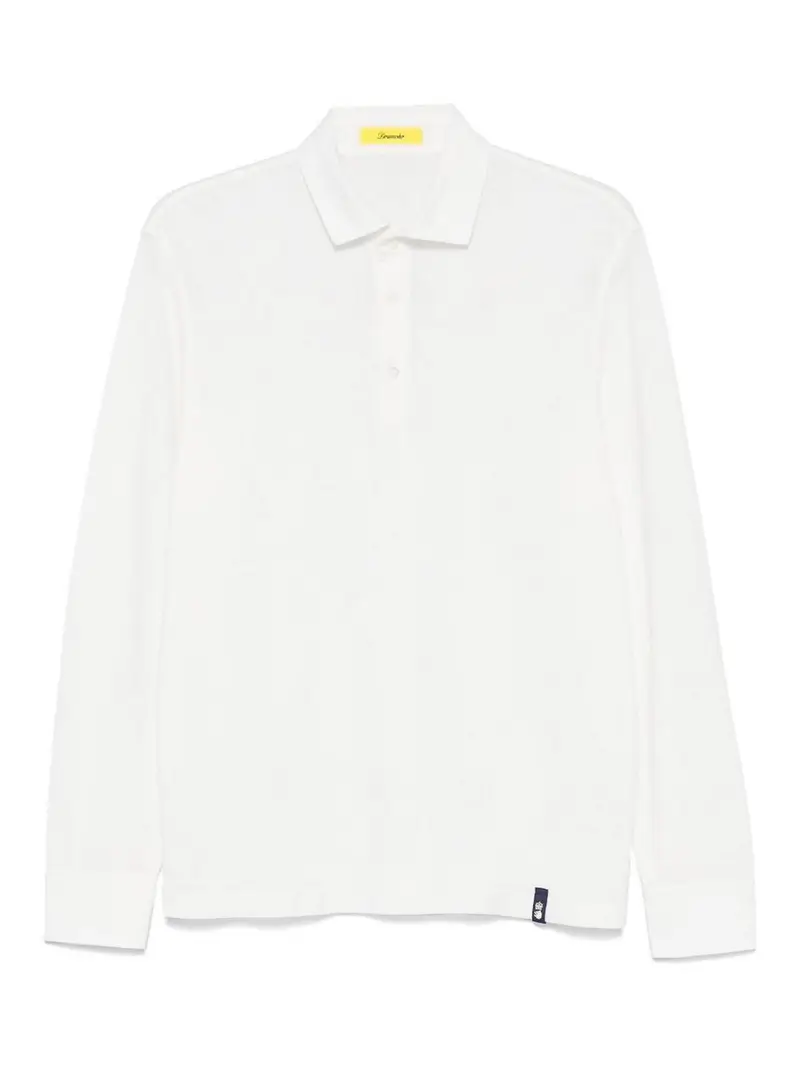 Polo in maglia bianco a maniche lunghe