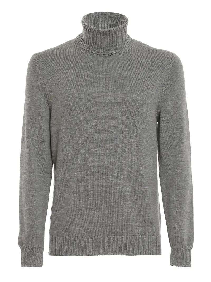 Pull a collo alto in lna merinos extrafine Grigio
