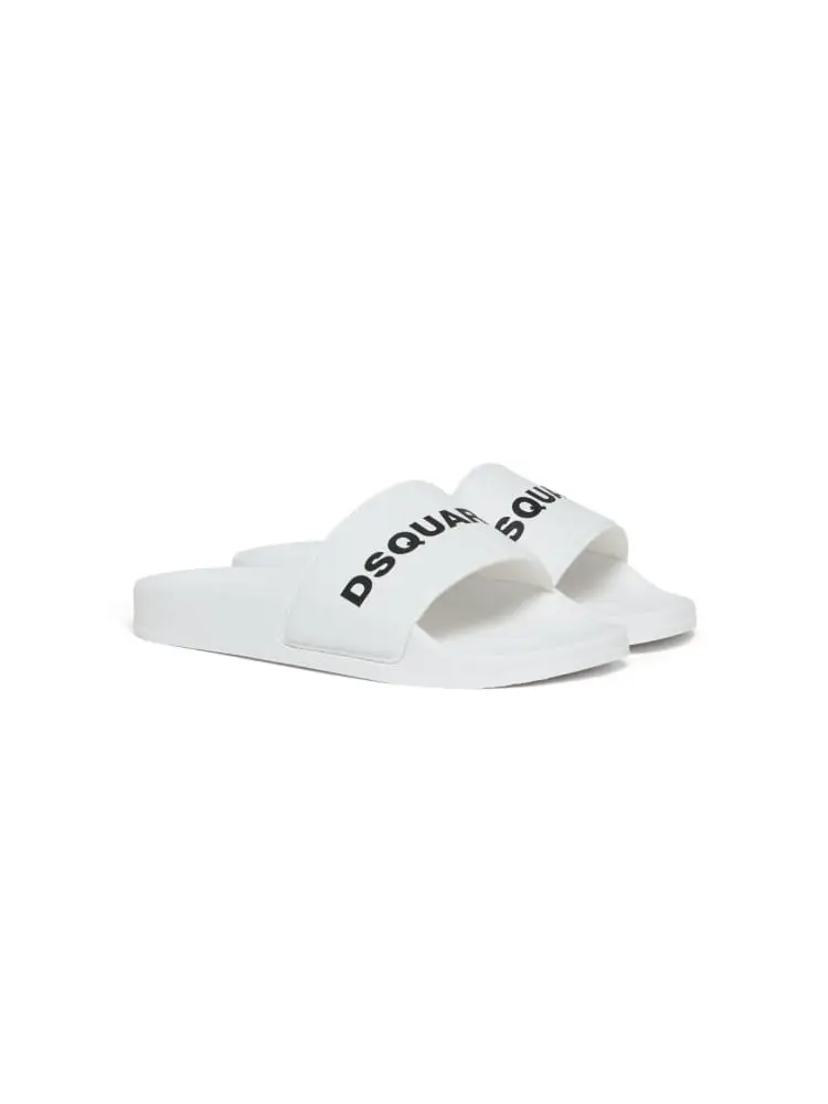 ciabatte piscina kids/junior bianco con logo lettering in contrasto miniatura 3