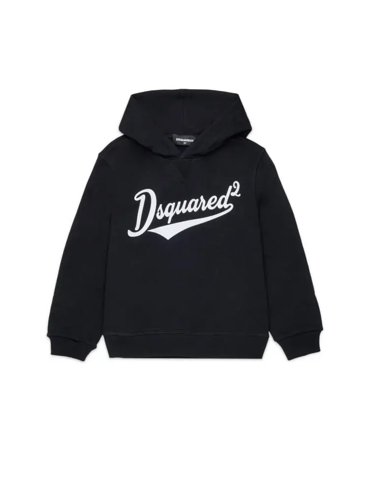 felpa con cappuccio kids/junior in cotone nero con stampa logo