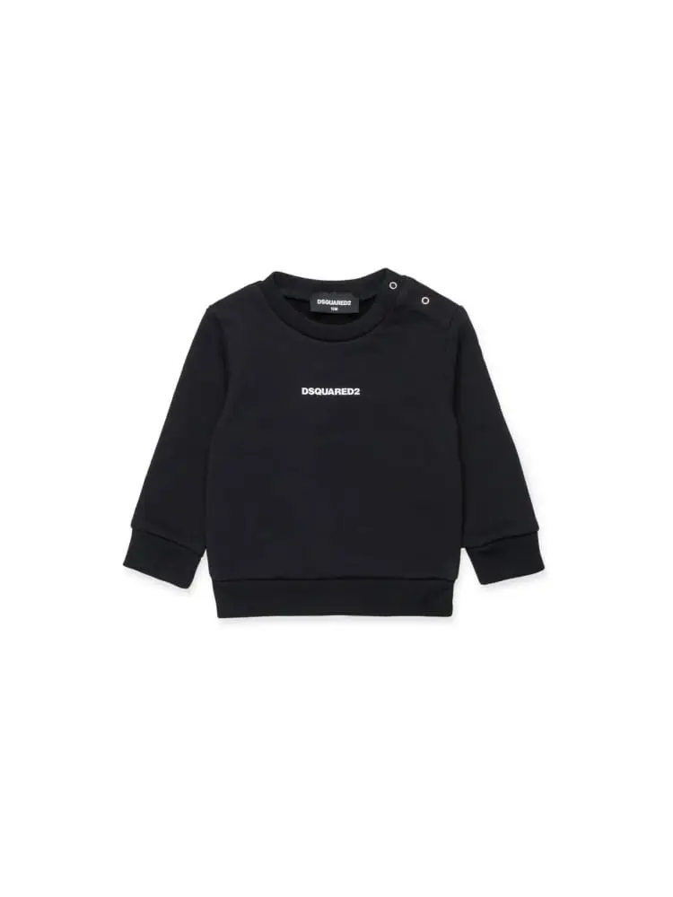 felpa infant in cotone nero con micro logo