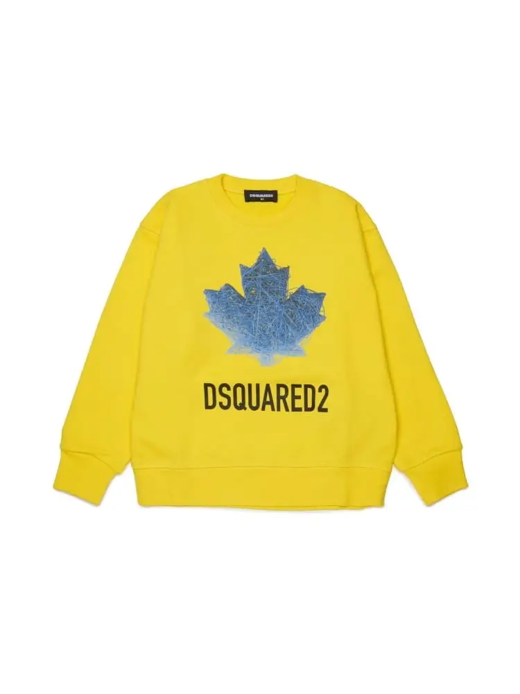 felpa kids/junior girocollo con logo in cotone giallo