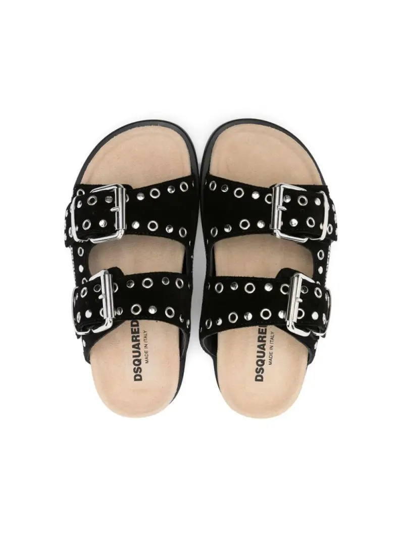 Ciabatta nera con occhielli Nero miniatura 3