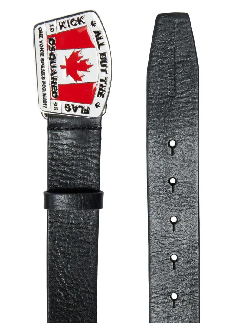 Cintura in Pelle con Fibbia Canadian Flag Nero miniatura 2