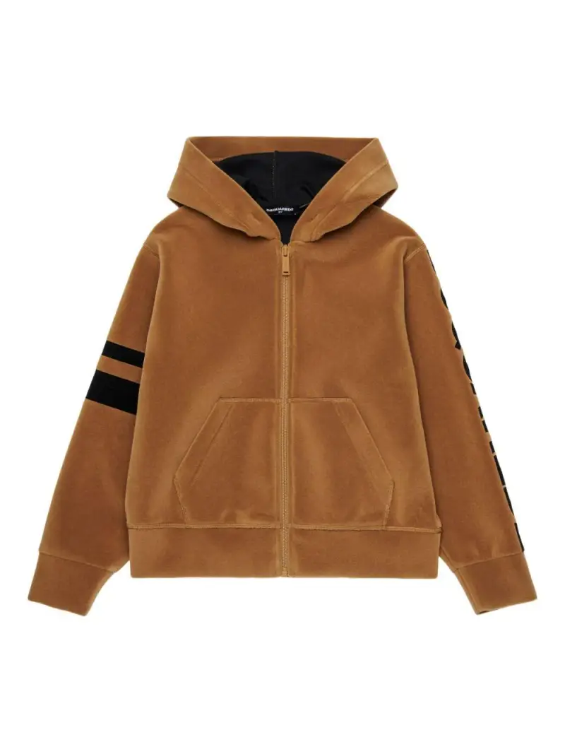 Felpa con Cappuccio e Zip Marrone