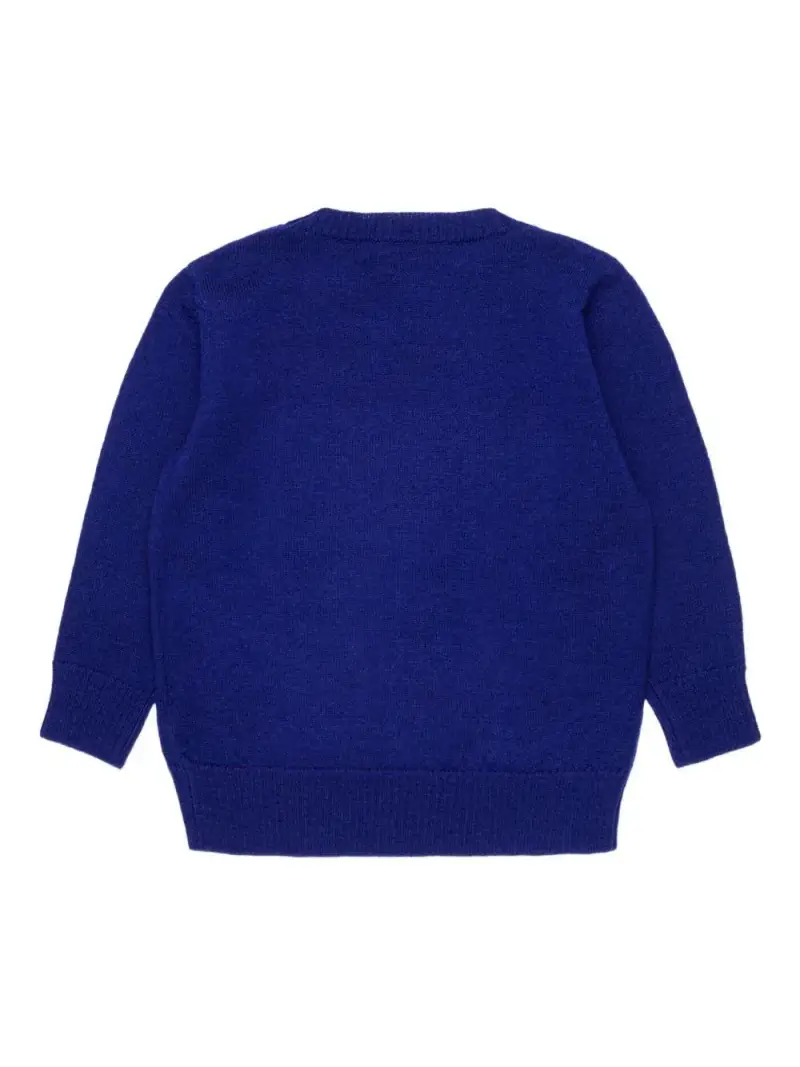 Maglione in Lana con Logo Intarsiato Blu miniatura 2